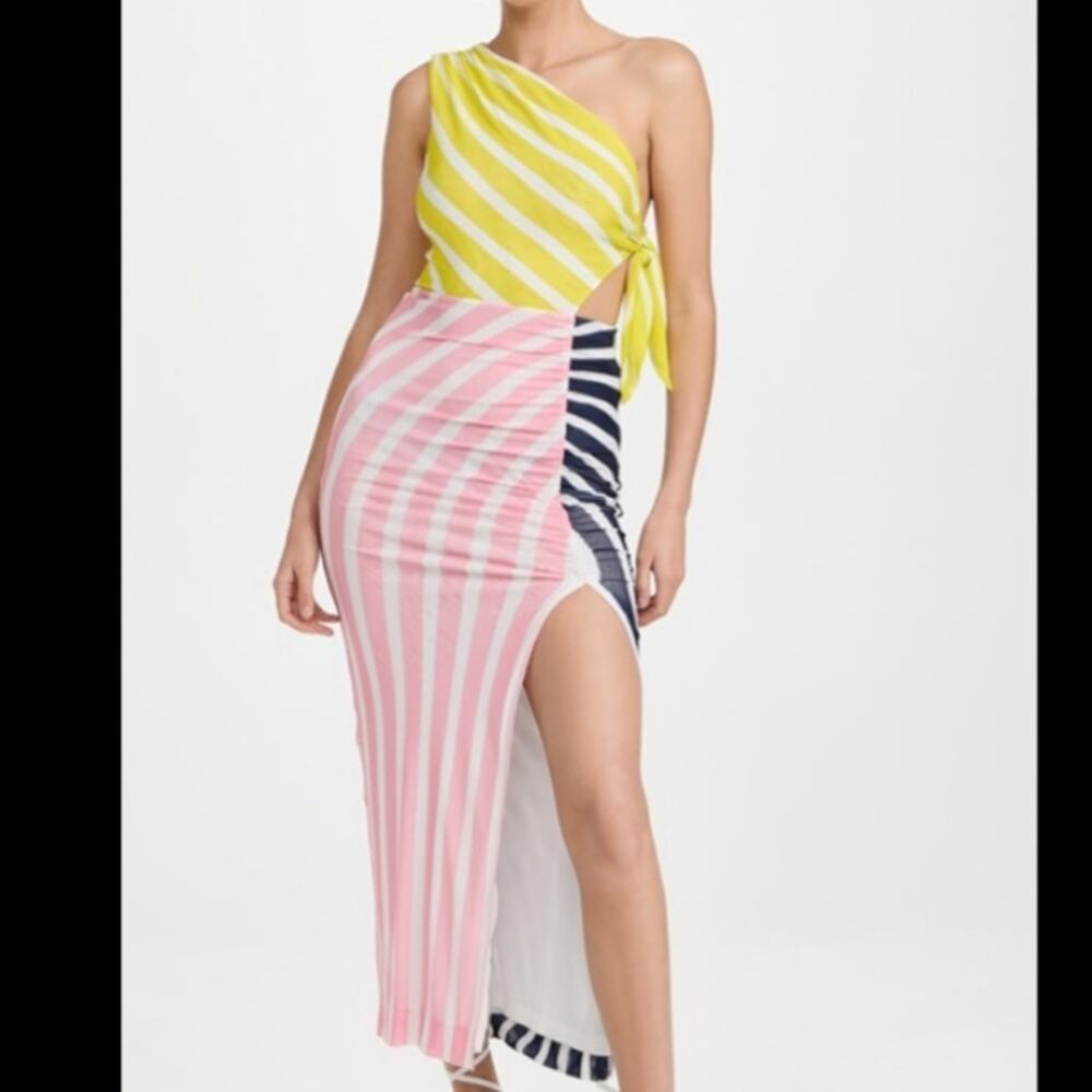Staud Multi Color Striped Armel Maxi Dress L